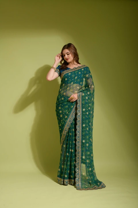 new superhit  foil printed sequence lace border saree collection uploaded by DUDHAT Impax on 7/7/2023