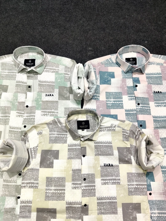 Harith men's SANGANERI digital printed lycra shirts for wholesale uploaded by Siddhi Garments on 7/7/2023
