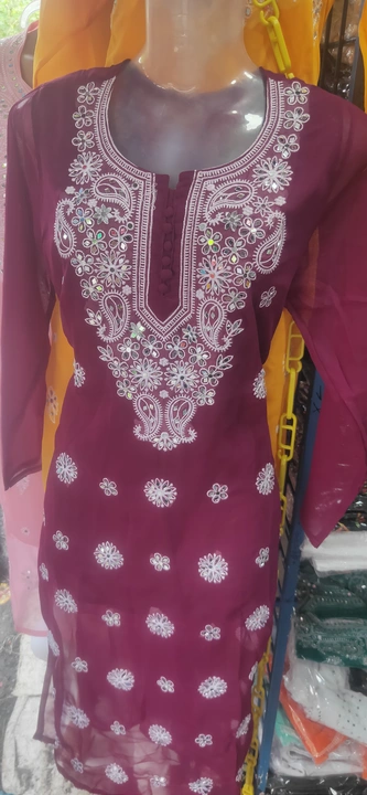 Lucknowi Georgette Kurti   With Inner uploaded by INC7 on 7/7/2023