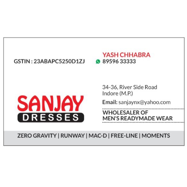 Visiting card store images of Sanjay dresses