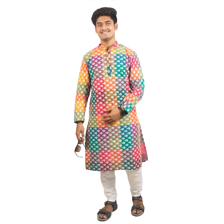Pure cotton block printed man's  panjabi uploaded by business on 7/7/2023