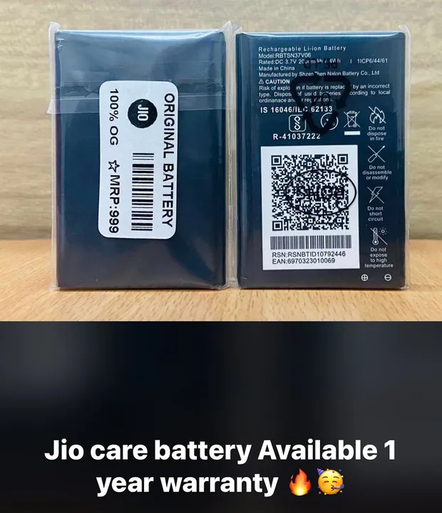 Jio Care 💯% oG Mobile Battery 2000mAh 1year warranty uploaded by Heartium®️ Company on 7/7/2023