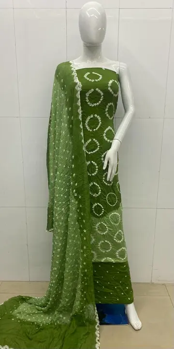 Pure satin cotton bandhni  uploaded by Bandhej dress material on 7/7/2023