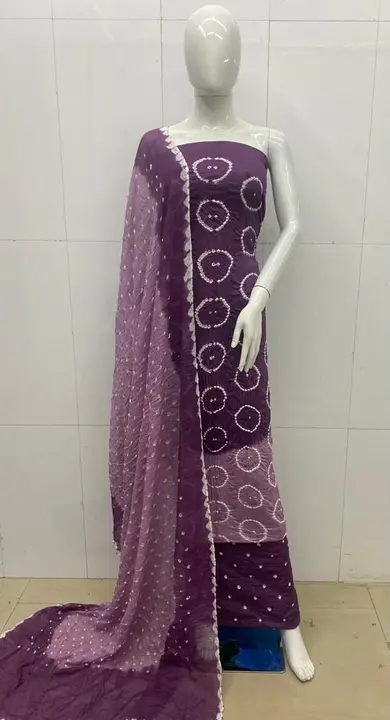 Pure satin cotton bandhni  uploaded by Bandhej dress material on 7/7/2023