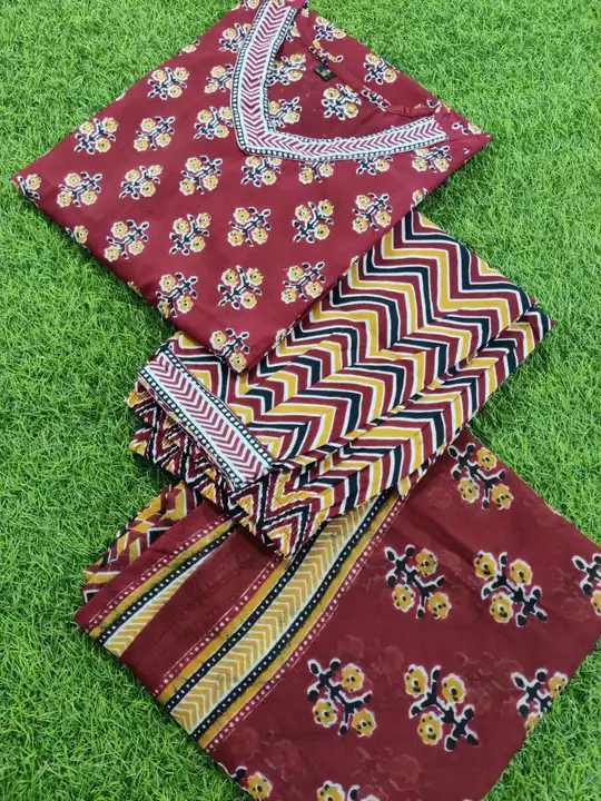 Cotton kurta pant and dupatta set f uploaded by Aleexa Outlet on 7/7/2023