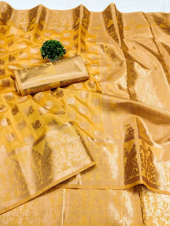 Soft Katan Silk Saree with Gold Zari Weaving Desing Saree uploaded by DHANANJAY CREATIONS on 7/7/2023