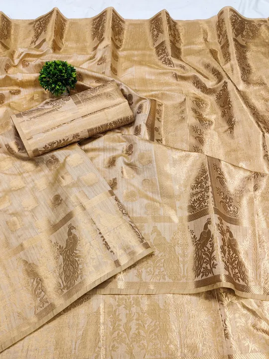 Soft Katan Silk Saree with Gold Zari Weaving Desing Saree uploaded by DHANANJAY CREATIONS on 7/7/2023