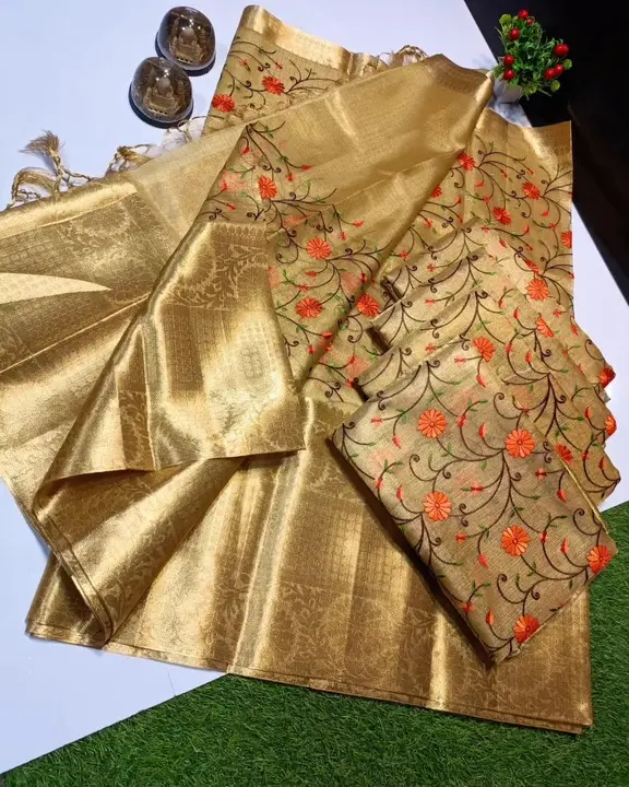*Banarasi gold tissue silk embroidery saree* uploaded by Banaras art silk on 7/7/2023