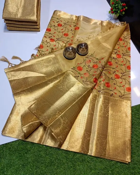 *Banarasi gold tissue silk embroidery saree* uploaded by Bs_textiles7 on 7/7/2023