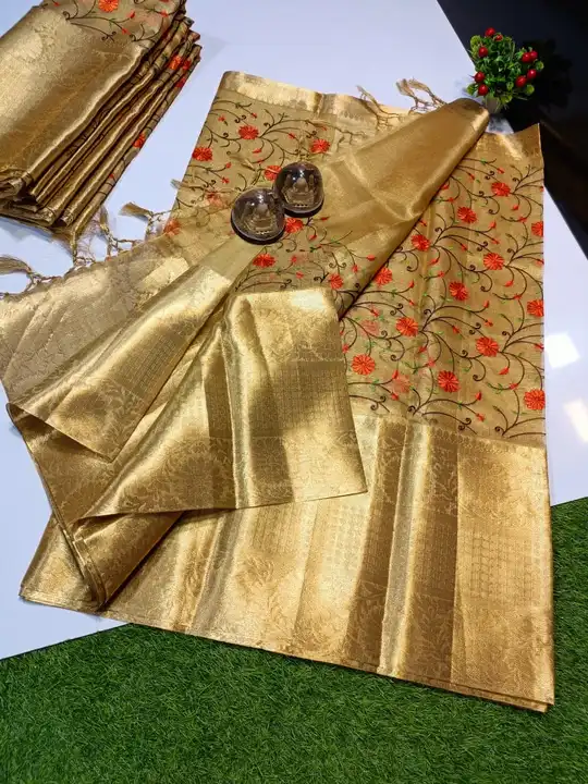 *Banarasi gold tissue silk embroidery saree* uploaded by Bs_textiles7 on 7/7/2023