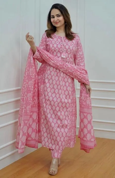 Jaipuri kurti hand Block printing suit set 3 pcs kurti  uploaded by The Cozy Creations  on 7/7/2023