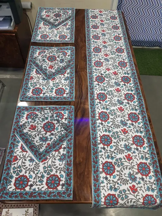 Bagru Handblock Printed Table Mat Set With Napkins uploaded by Print Factory Bagru on 7/7/2023