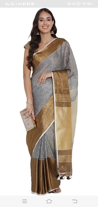 Pure linen by linen designer saree available hai mere pass 👌 I am manufacturer of all type of linen uploaded by Ismailtextile  on 3/15/2021