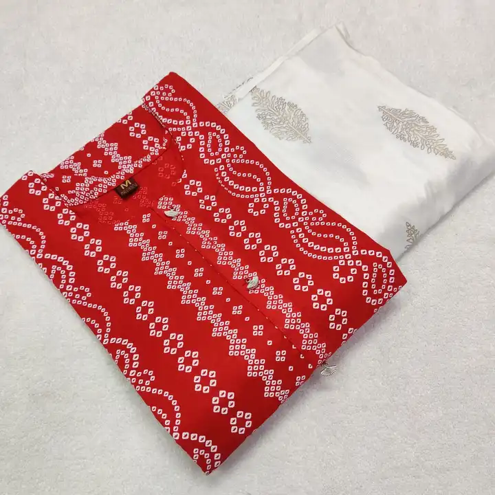 Red Kurti Pant Set Cotton  uploaded by AJ FASHION on 7/7/2023