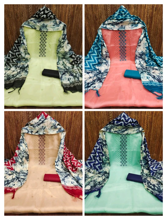 Organza silk Embroidery Work dress material  uploaded by Designer Trendz on 7/7/2023