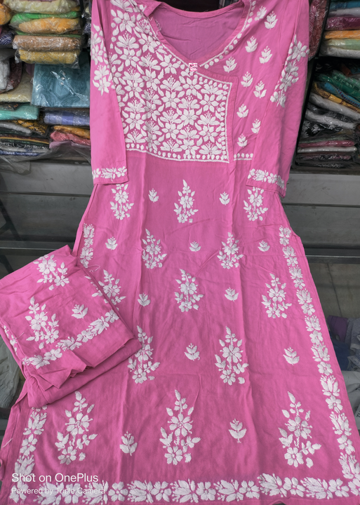 Lucknowi Chikankari Modaal Kurti Pant Set With Fine Ghaas Patti Work  uploaded by Lucknowi_Nizami_Fashion on 7/7/2023