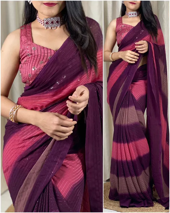 Georgette pending sequence work saree  uploaded by Ritika Internaational on 7/8/2023