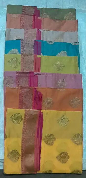 Mix saree set wise Monika and kora fabric uploaded by business on 7/8/2023