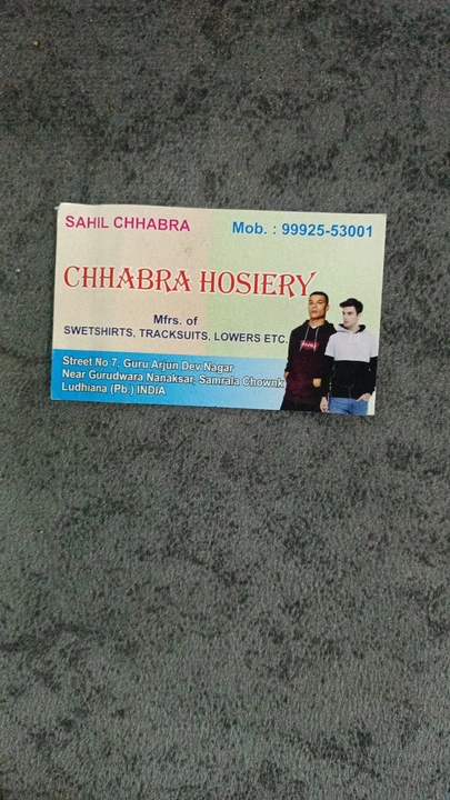 Visiting card store images of CHABBRA collection 