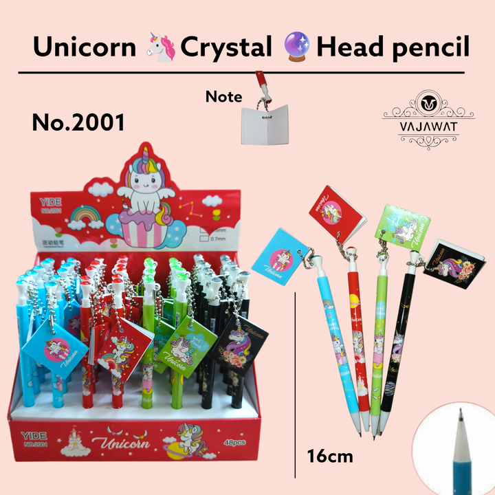 Unicorn crystal 🔮 head pencil ✏️📝📝✏️ with Book 📖😍😍😍 uploaded by Sha kantilal jayantilal on 7/8/2023