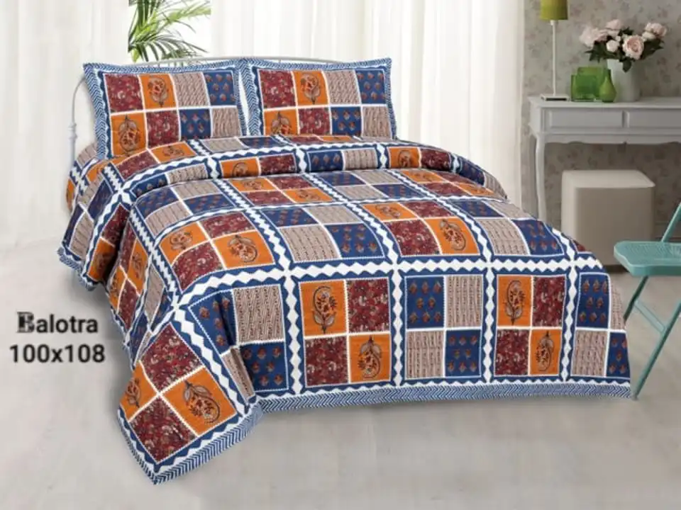 King size 108 by 108 double bed three piece set fabric 100% cotton uploaded by Huma Textilles pvt. Ltd. on 7/8/2023