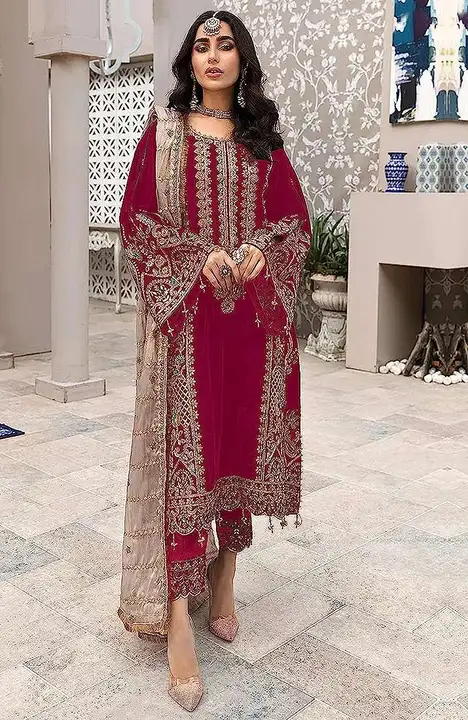 MAROON COLOR
Heavy Fox Georgette with Heavy Embroidery Work Pakistani salwar suit (SEMI-STITCHED)  uploaded by PRUTHVI ENTERPRISES on 7/8/2023