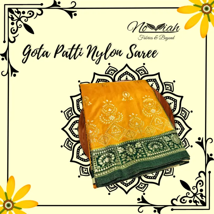 Gota Patti Nylon Saree uploaded by Noviah Fabrics & Beyond on 7/8/2023