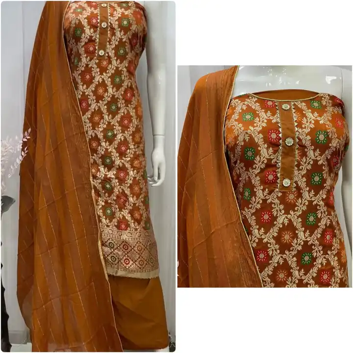 Chanderi Cotton Jequard Weaving Dress Material  uploaded by Designer Trendz on 7/8/2023