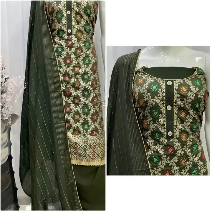 Chanderi Cotton Jequard Weaving Dress Material  uploaded by Designer Trendz on 7/8/2023