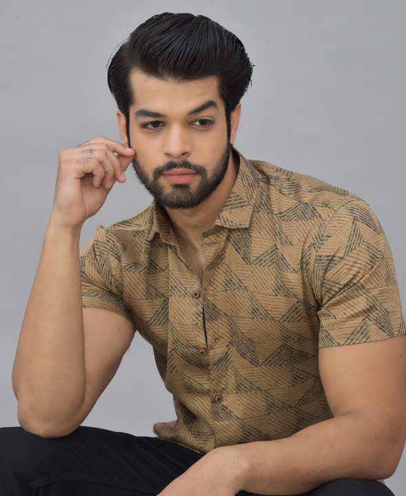 Brown printed shirt uploaded by business on 7/8/2023
