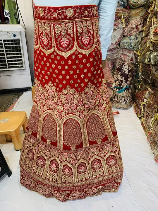 Bridal lehBridal lehnga double can can with jarkan uploaded by Roopak garments on 7/9/2023