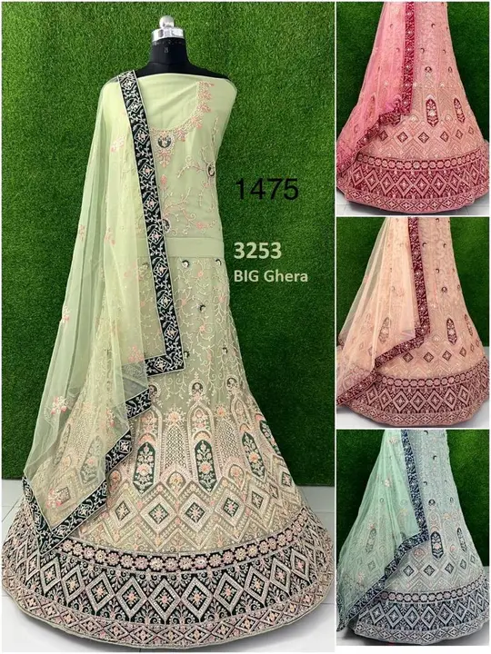 Lancha for girls Net material with can can heavy gher uploaded by Roopak garments on 7/9/2023