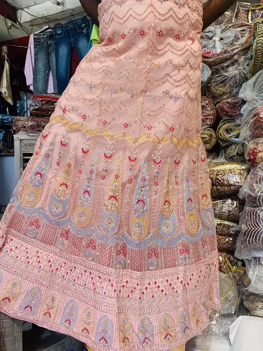 Lancha for girls Net material with can can heavy gher uploaded by Roopak garments on 7/9/2023