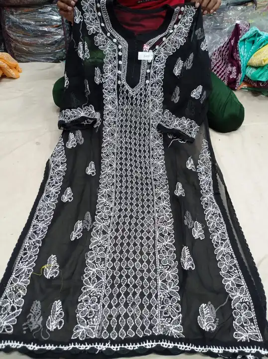 Chiffon long kurti panal design uploaded by Lcf crafts (lucknow Chikan factory) on 7/9/2023