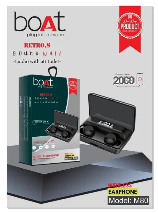 BOAT M-80 WIRELESS BUDS 💥 WITH POWER BANK  uploaded by navin rajpurohit Ahmedabad  on 7/9/2023