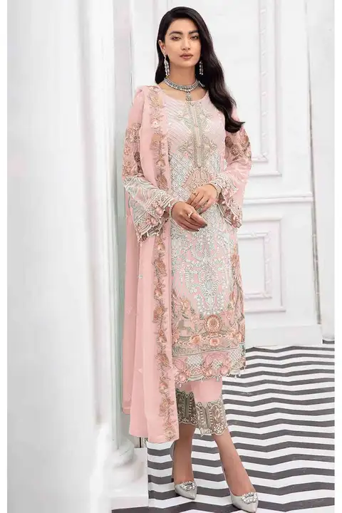 Faux Georgette Straight Salwar Suit ( SEMI-STITCHED)  uploaded by PRUTHVI ENTERPRISES on 7/9/2023
