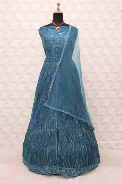 Blue Sequins Embroidered Anarkali Suit (SEMI-STITCHED)  uploaded by PRUTHVI ENTERPRISES on 7/9/2023