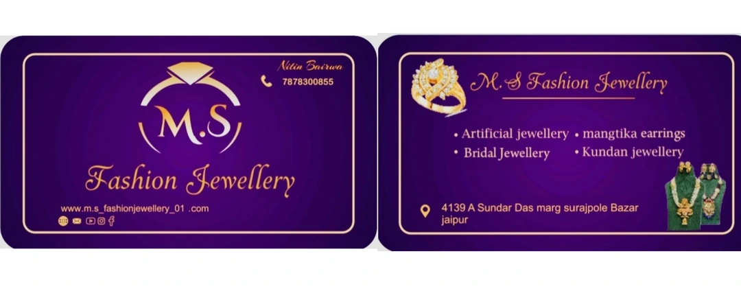 Visiting card store images of M.S Fashion Jewellery