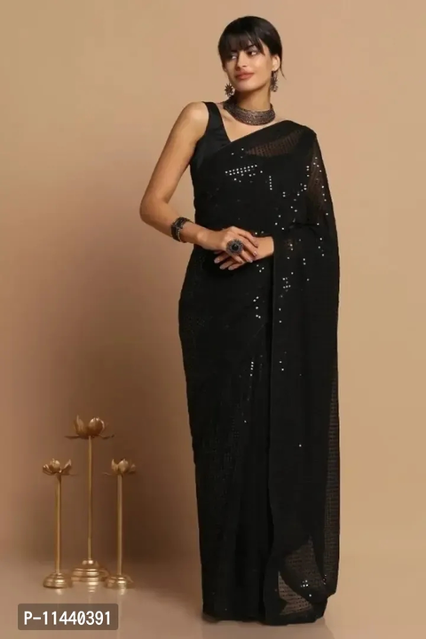 New black sequence saree  uploaded by business on 7/9/2023
