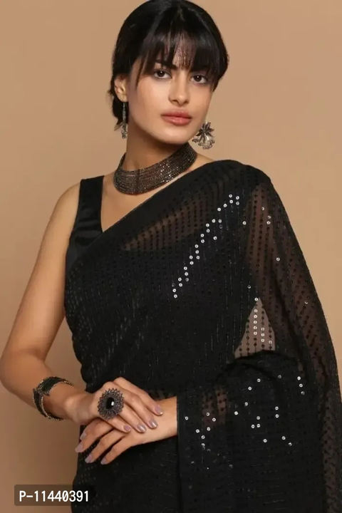 New black sequence saree  uploaded by Fashion designer saree  on 7/9/2023
