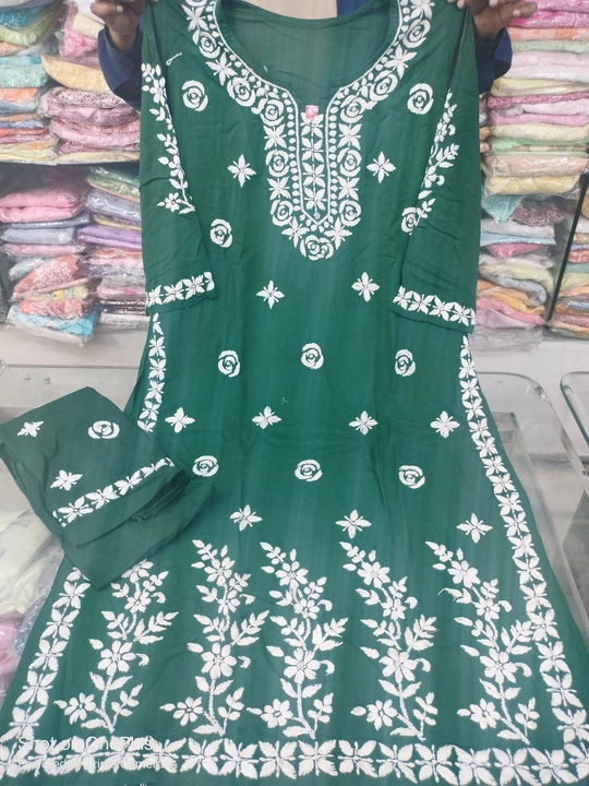 Lucknowi Chikankari Modaal Kurti Pant Set With Fine Ghaas Patti Work  uploaded by business on 7/9/2023