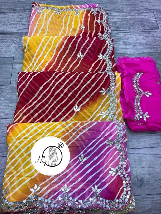 presents exclusive LEHRIYA saree 
such an unique colours and perfect for the  kiity party

👉keep sh uploaded by Gotapatti manufacturer on 7/10/2023