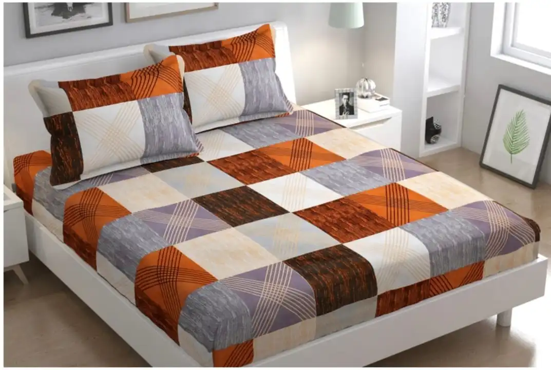 Double bed elastic Fitted bed sheet  uploaded by Shree sai handloom on 7/10/2023