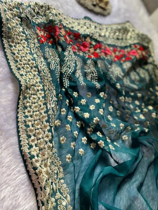 *860EXCLUSIVE ARRIVAL..❣❣*

#OrgenzaHandcraft

 Pure Orgenza Multy Color Thread Work And Sequnce Wor uploaded by Vishal trendz 1011 avadh textile market on 7/10/2023