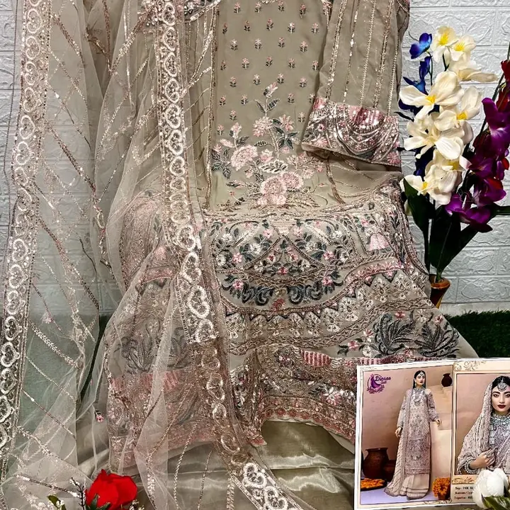 _*BRAND NAME*_:- *DINSAA SUIT*

_*D S NO*_:- 150( 4 pcs ABCDset )

_*Top*_:-  GEORGETTE EMBROIDERE uploaded by Ahmed fashion on 7/10/2023