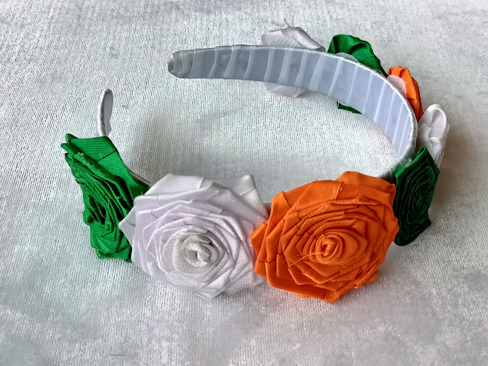 Tiranga Ribbon Flower Hairband uploaded by Morning Glory Traders on 7/10/2023