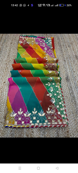 Sawan special laheriya saree with gota pati work border uploaded by DHANLAXMI Fashion on 7/10/2023
