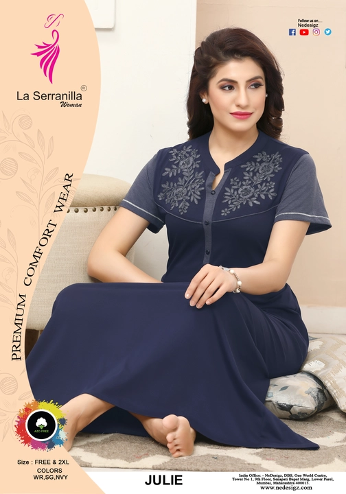 La Serranilla ® Premium Cotton Hosiery Embroidery Nighties with AzoFree  uploaded by NeDesigz on 7/10/2023