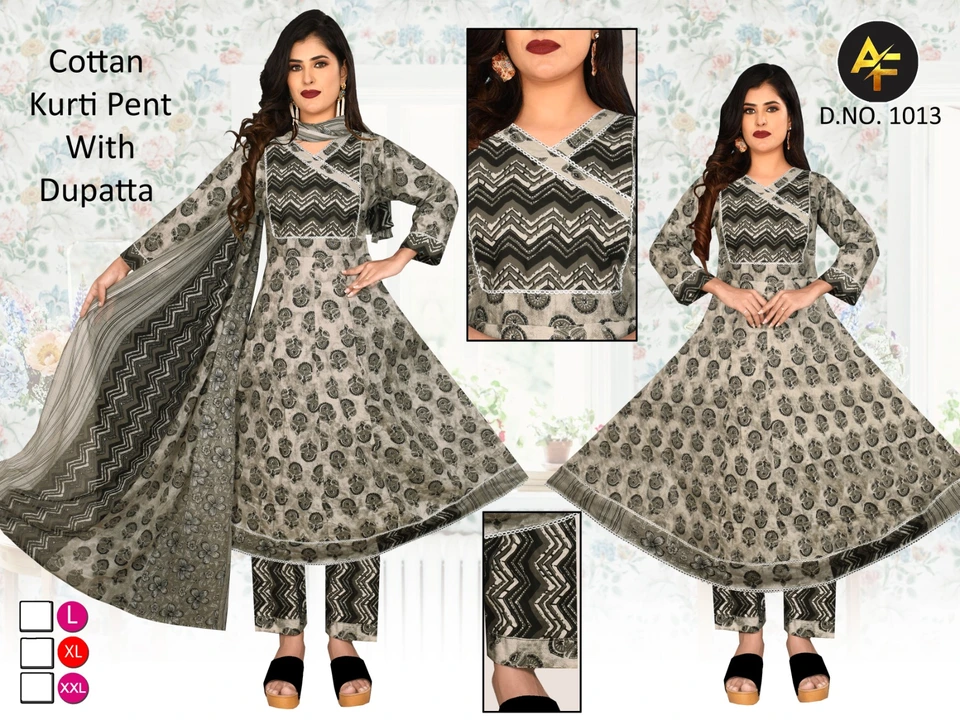 Pure cotton anarkali top with pant and dupatta set||L to XXL  uploaded by ARSHIYA FASHION on 7/10/2023