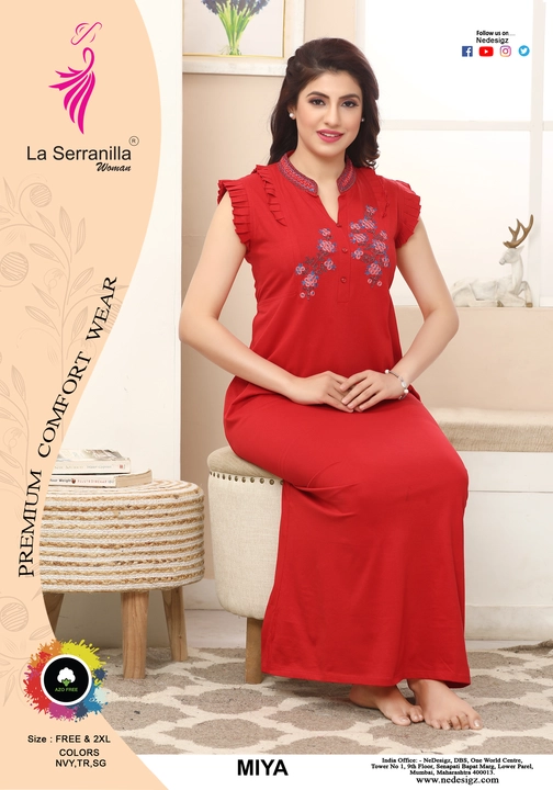 La Serranilla ®Premium Cotton Hosiery Embroidery Nighties with AzoFree  uploaded by NeDesigz on 7/10/2023